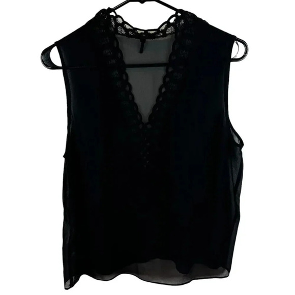 Maje Sleeveless Black V-Neck Top 2 - Picture 4 of 15
